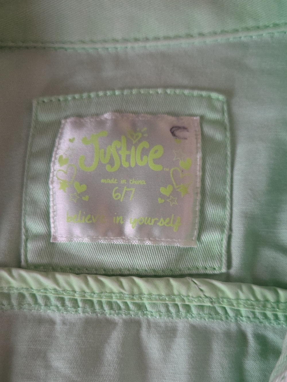 Justice Mint Green Denim Jacket for Kids - Picture 2 of 2